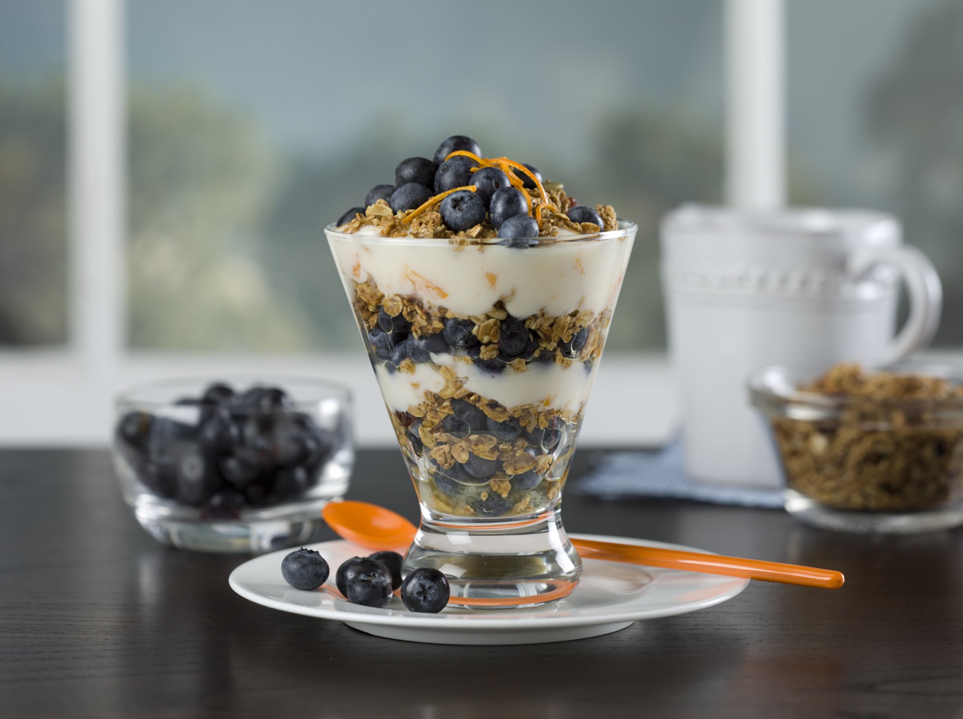 dessert cream blueberries fruit breakfast food breakfast muesli