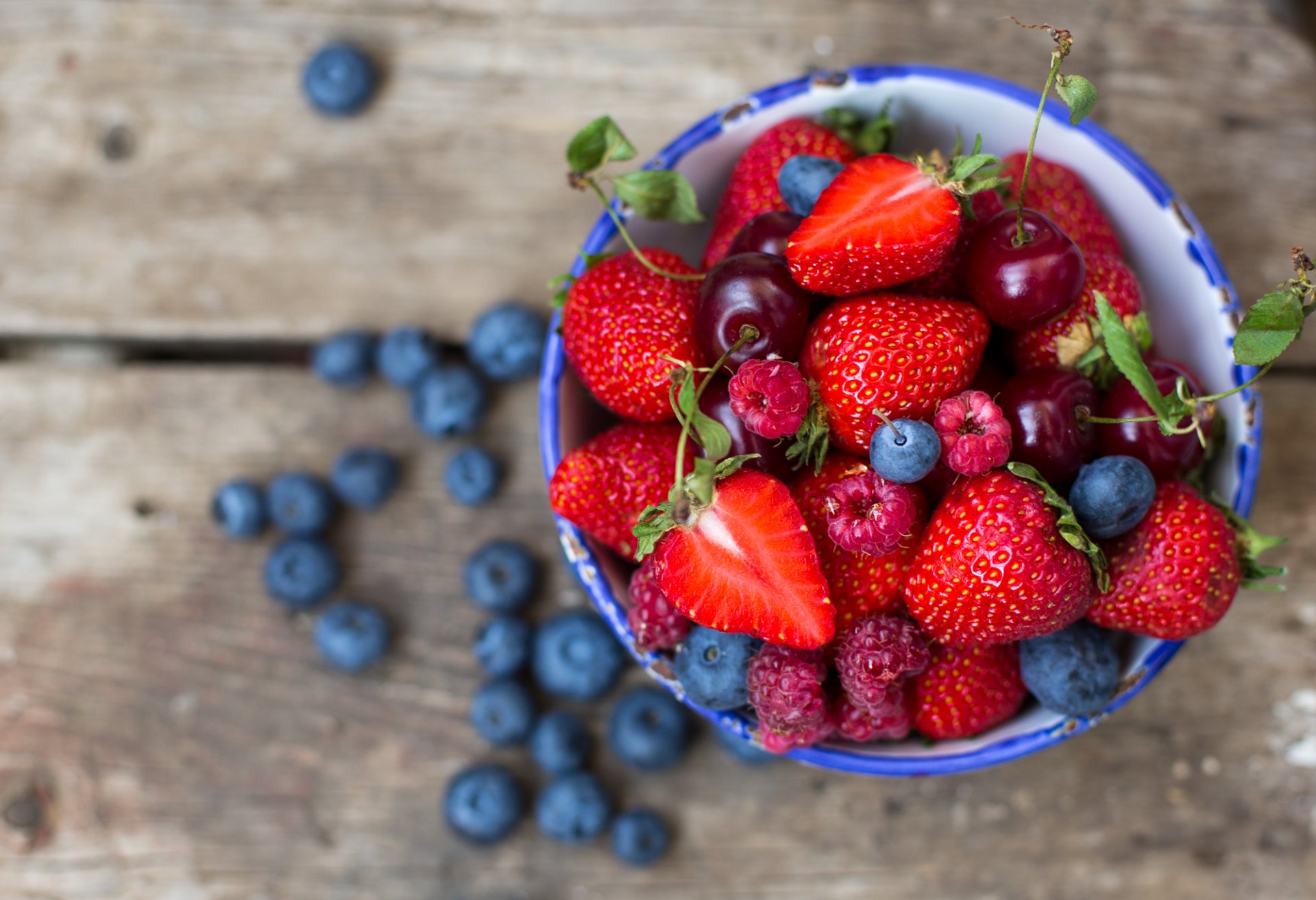 berries strawberries raspberries blueberries blueberries cherries plate