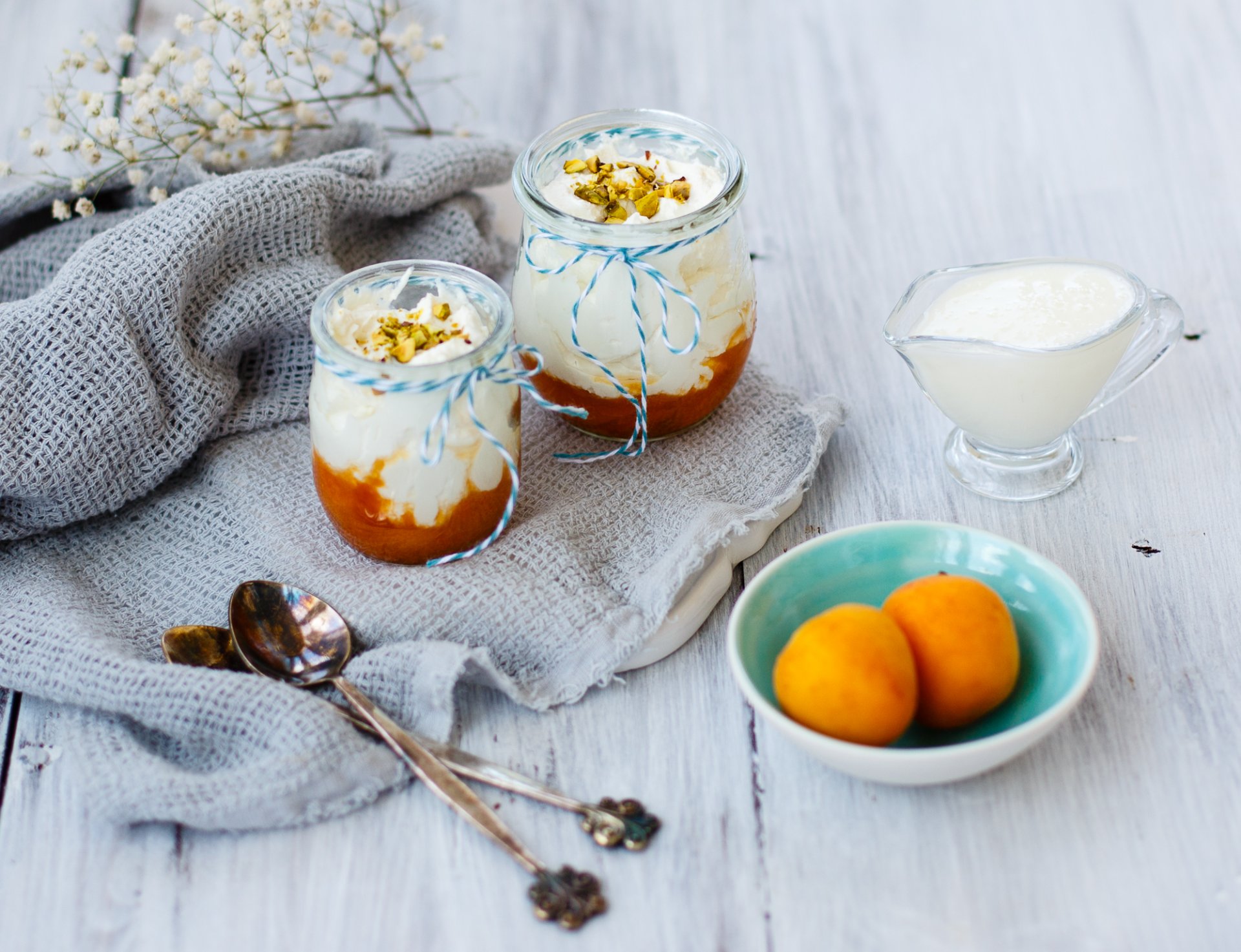 dessert panna cotta abricots fruits crème crème cuillères julia husainova