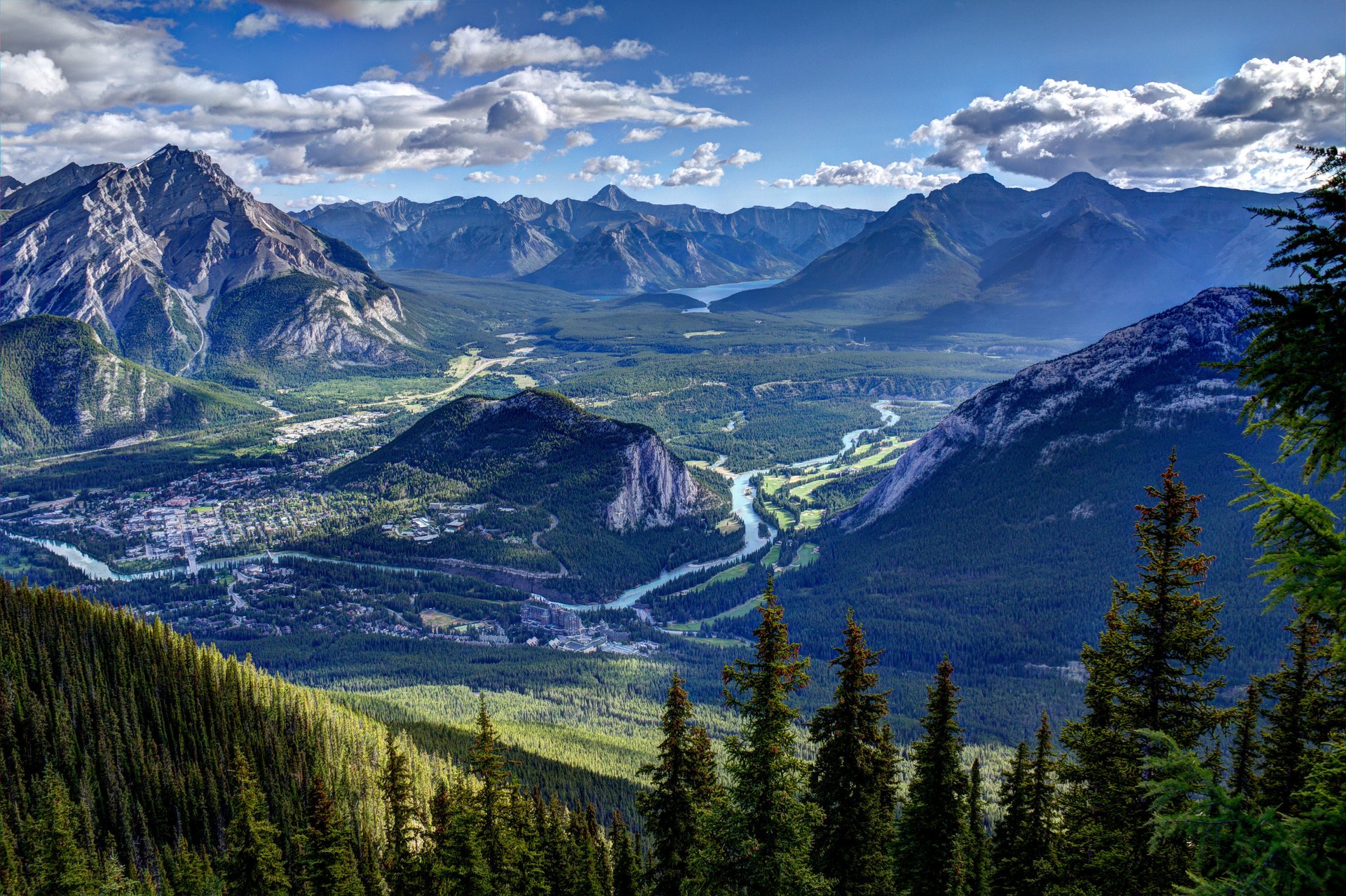 banff landscape canada park mountains hdr spruce clouds nature