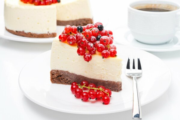 Dessert cheesecake with red currant