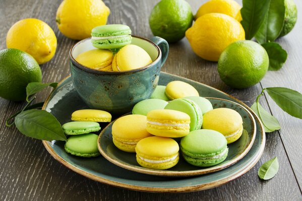 Biscuits au maraccoun au citron jaune et vert