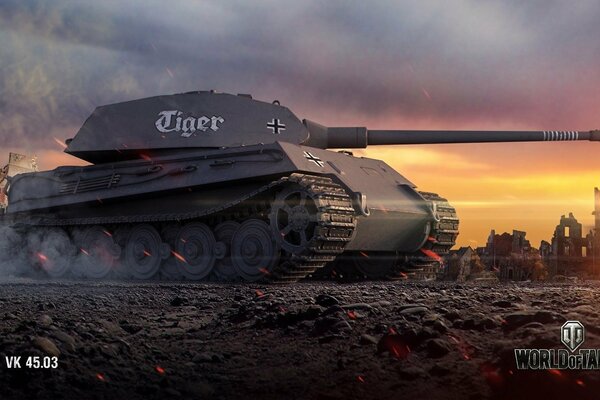 Tanque de tigre real de un juego de ordenador