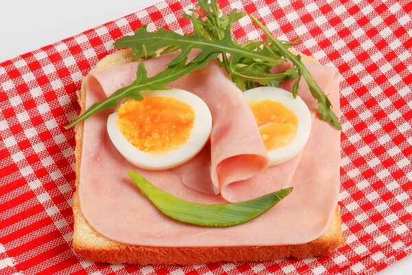 Ham sandwich on a napkin