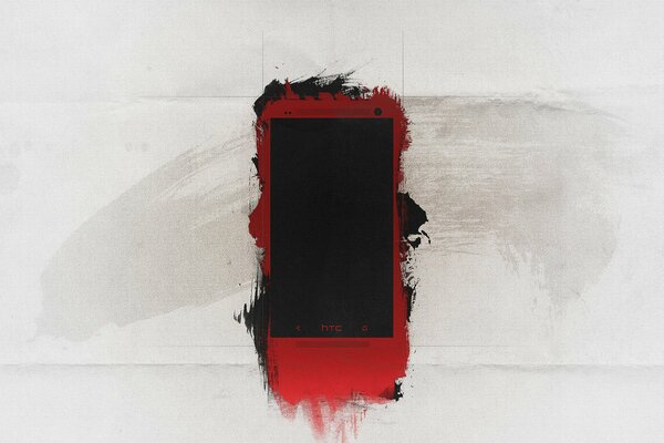 Smartphone rouge sur une feuille blanche