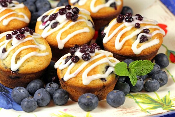 Blaubeermuffins. Süßes Gebäck mit Blaubeeren