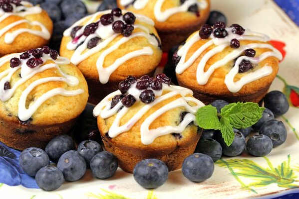 Blueberry muffins. Sweet pastries with blueberries
