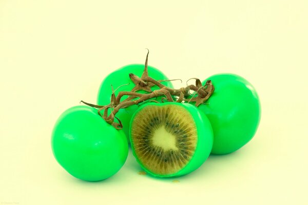 Kiwis hidden in green tomatoes