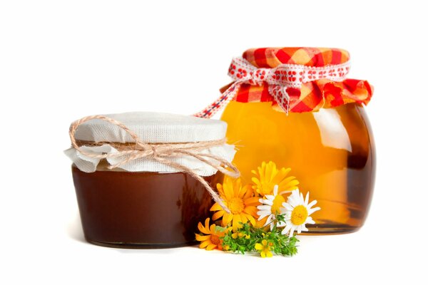 Jars of chamomile jam