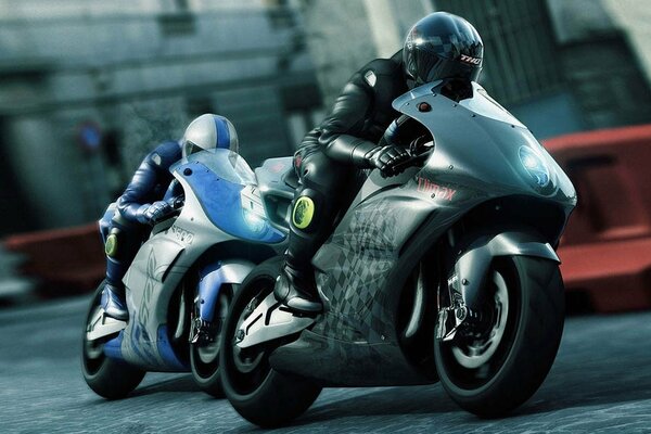 Racers ride stylish motorcycles