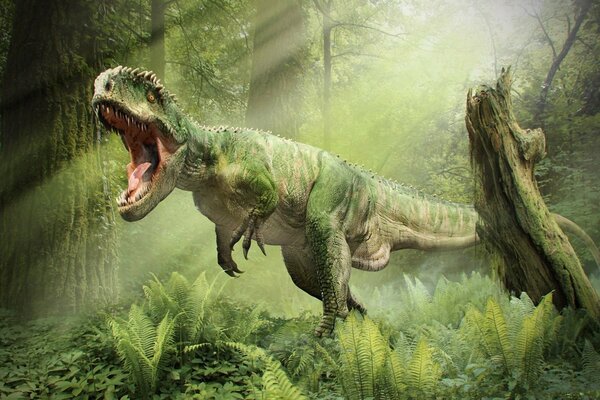 Tyrannosaurus va al ataque. Gran bosque