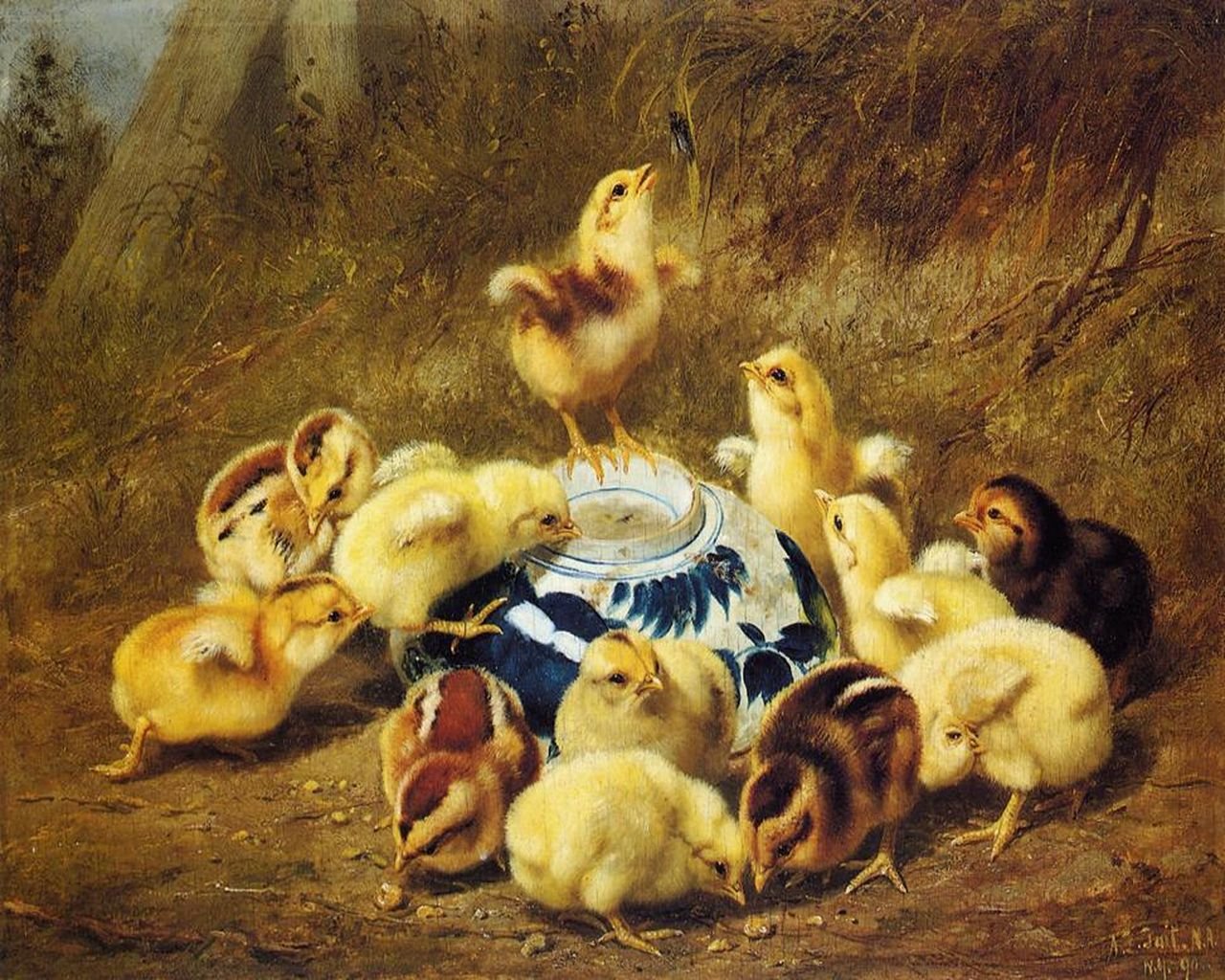 arthur fitzwilliam tait peinture matin poussins