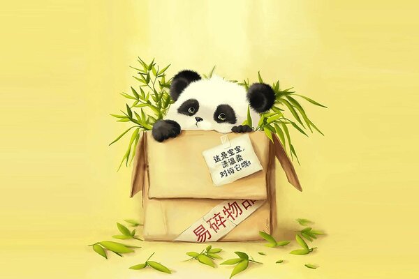 Panda with bamboo in the package