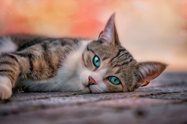 Домашняя кошка с голубыми глазами
