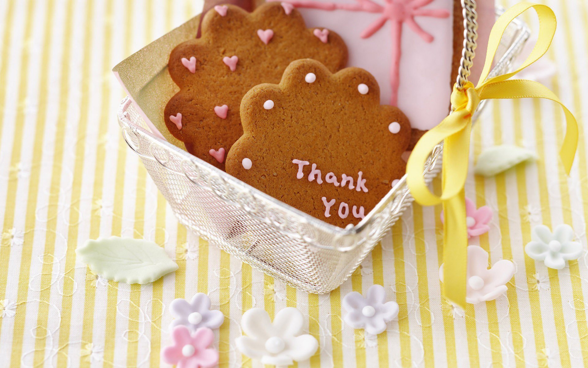 food cookies thank you basket belt bow background wallpaper widescreen full screen hd wallpapers fullscreen