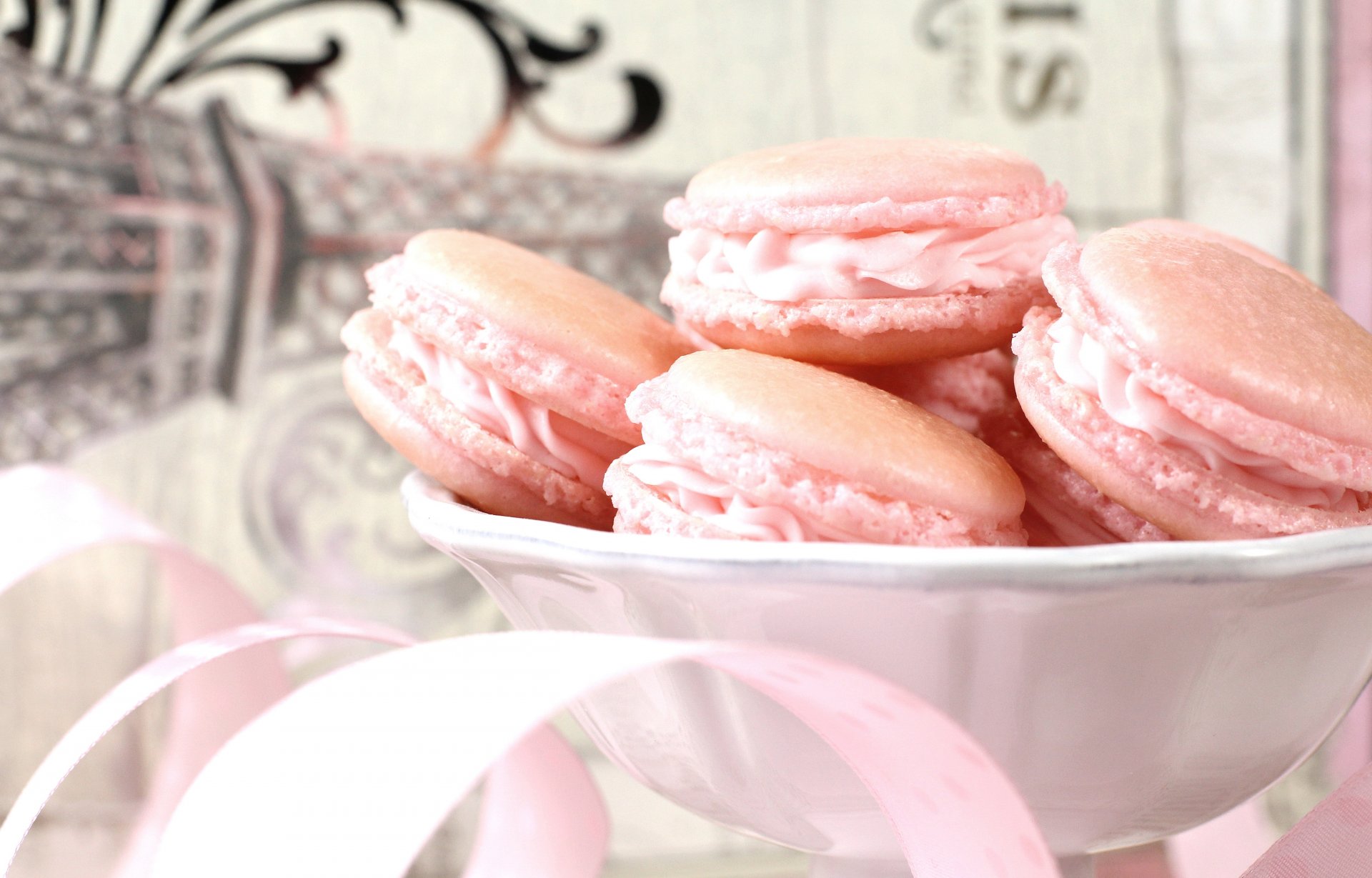 cibo macaron amaretto rosa dolci sfondo carta da parati widescreen a schermo intero widescreen widescreen