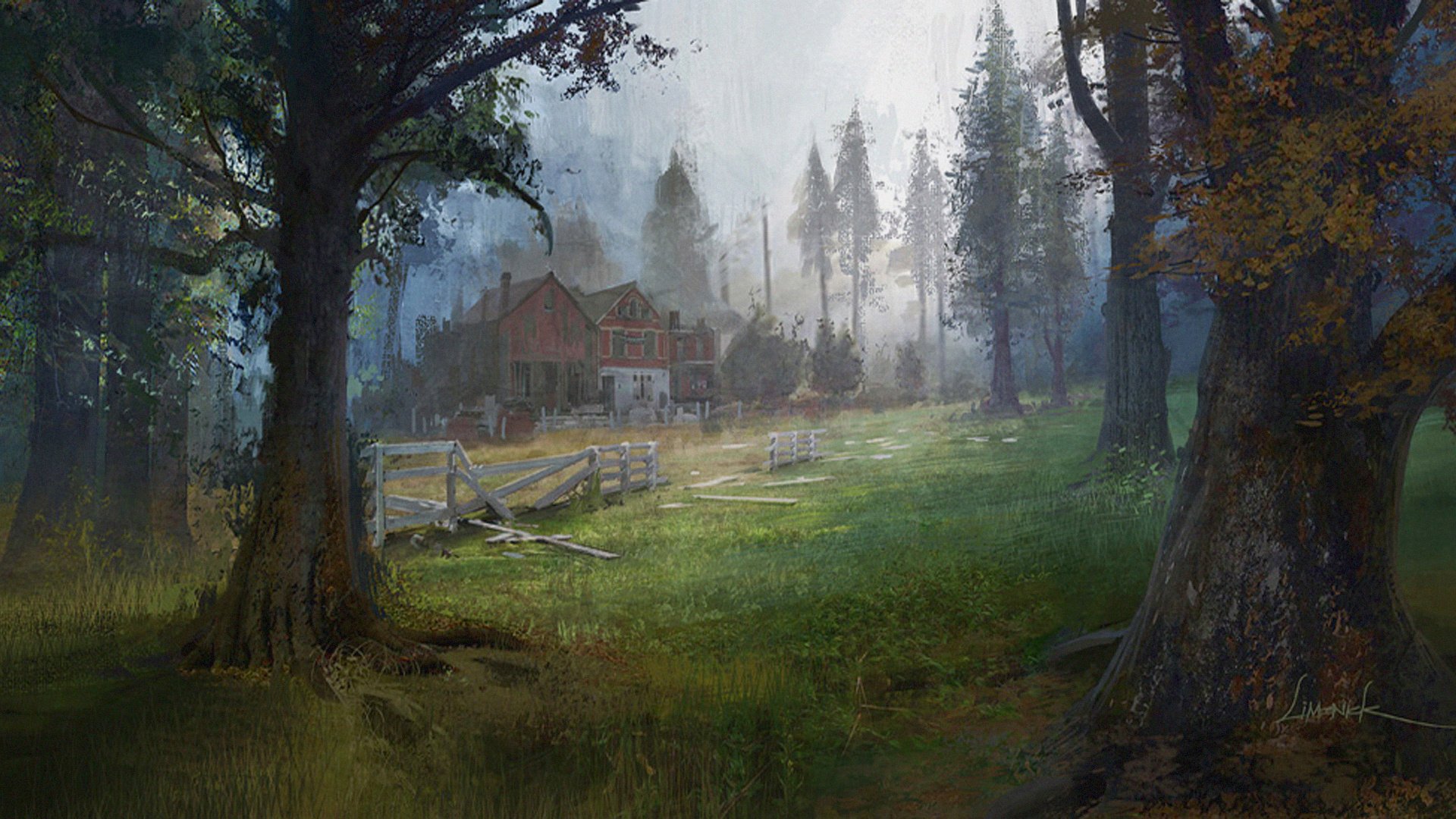 art the last of us forêt arbres maison