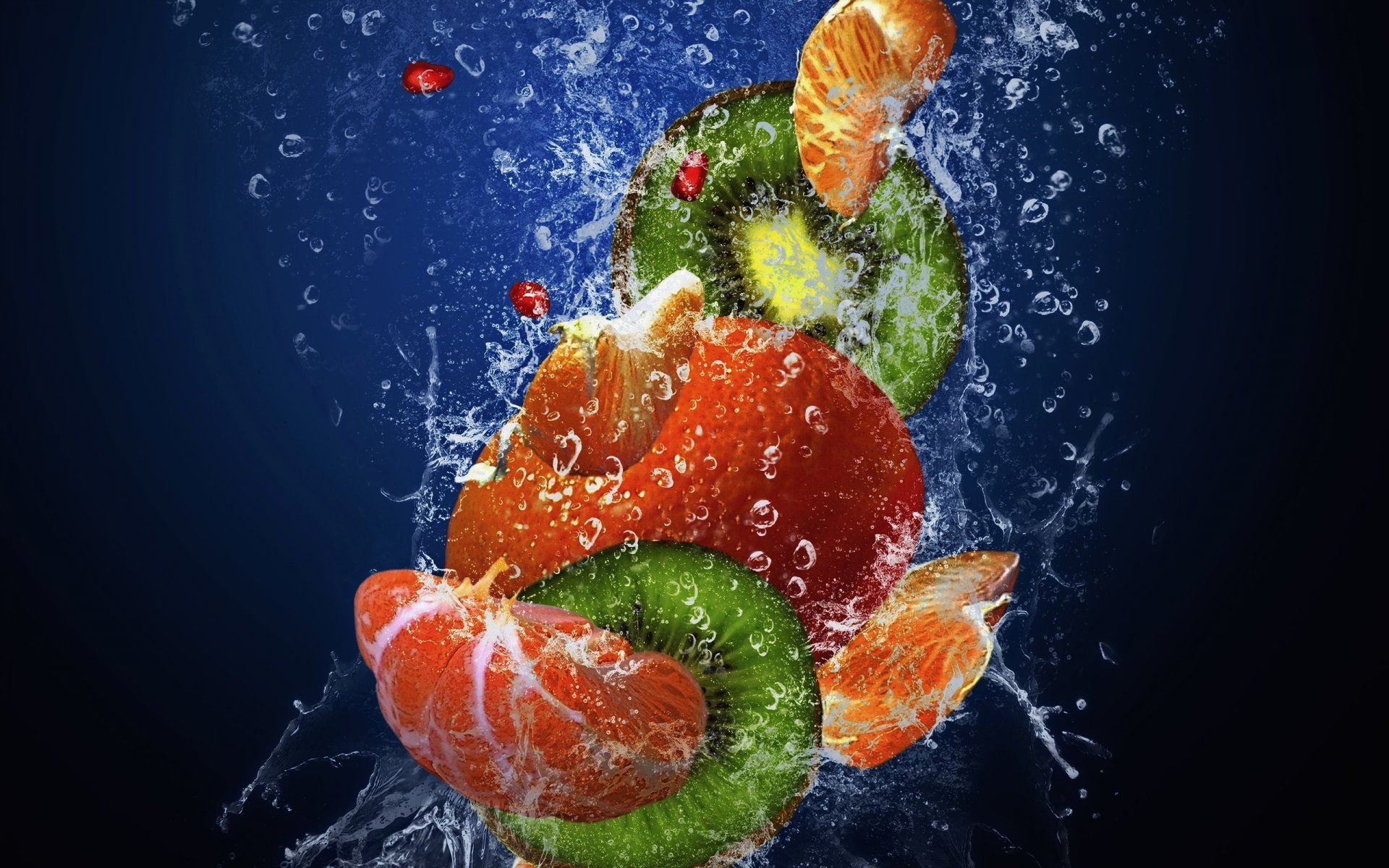 fruit fresh water drops spray tangerine kiwi pomegranate freshness spray tangerine pomegranate