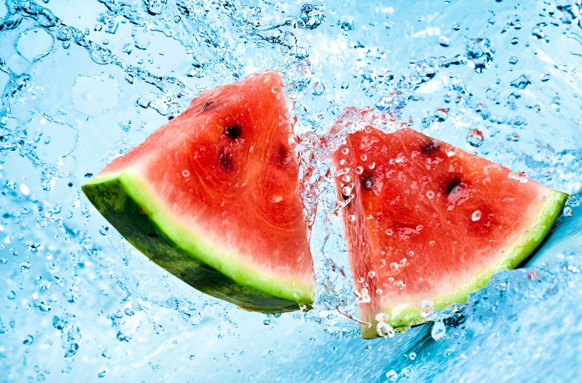 food watermelon segments water bubbles background wallpaper widescreen full screen hd wallpaper