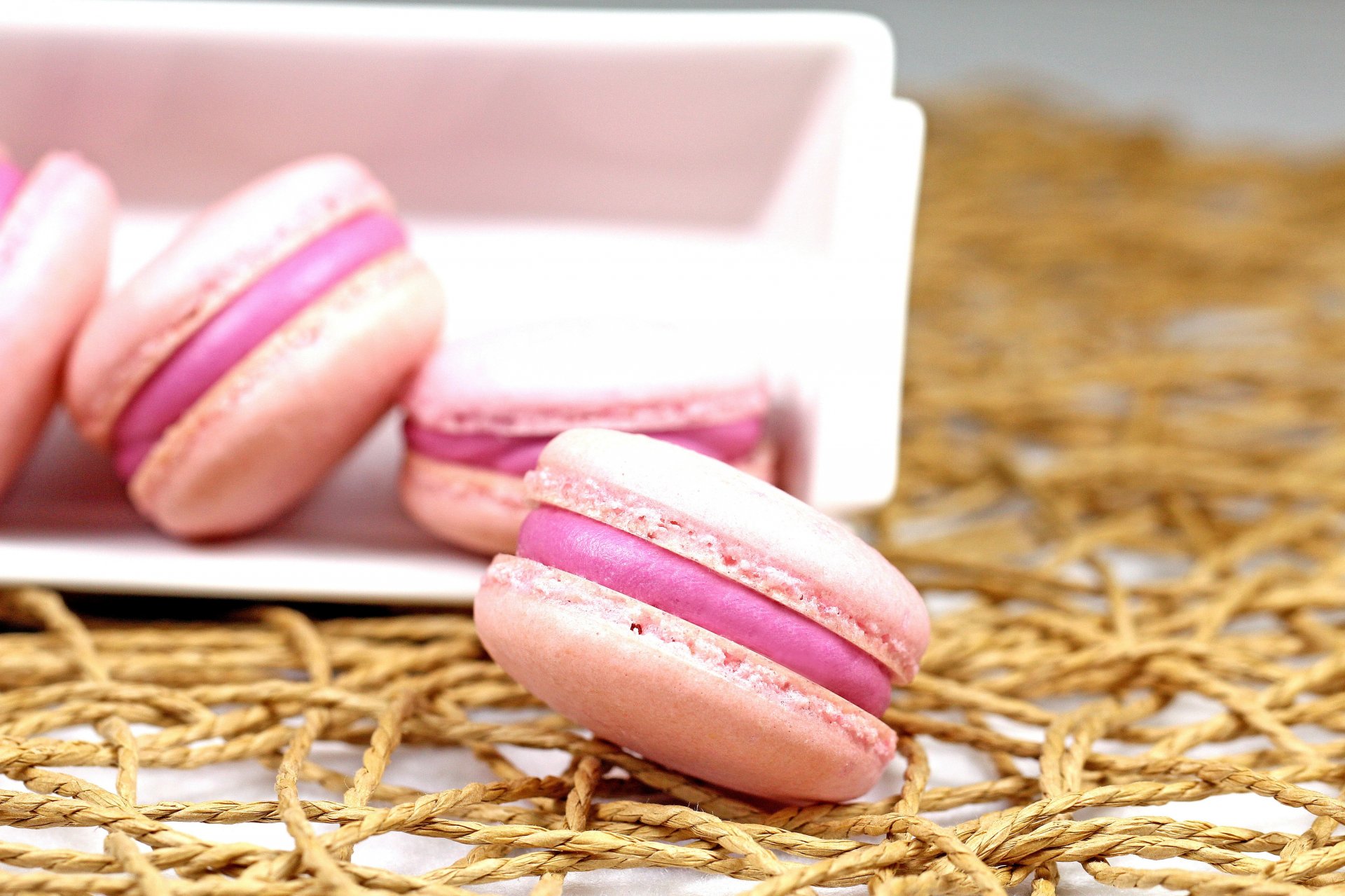 essen süß makkaroni macaron rosa hintergrund tapete widescreen vollbild widescreen widescreen