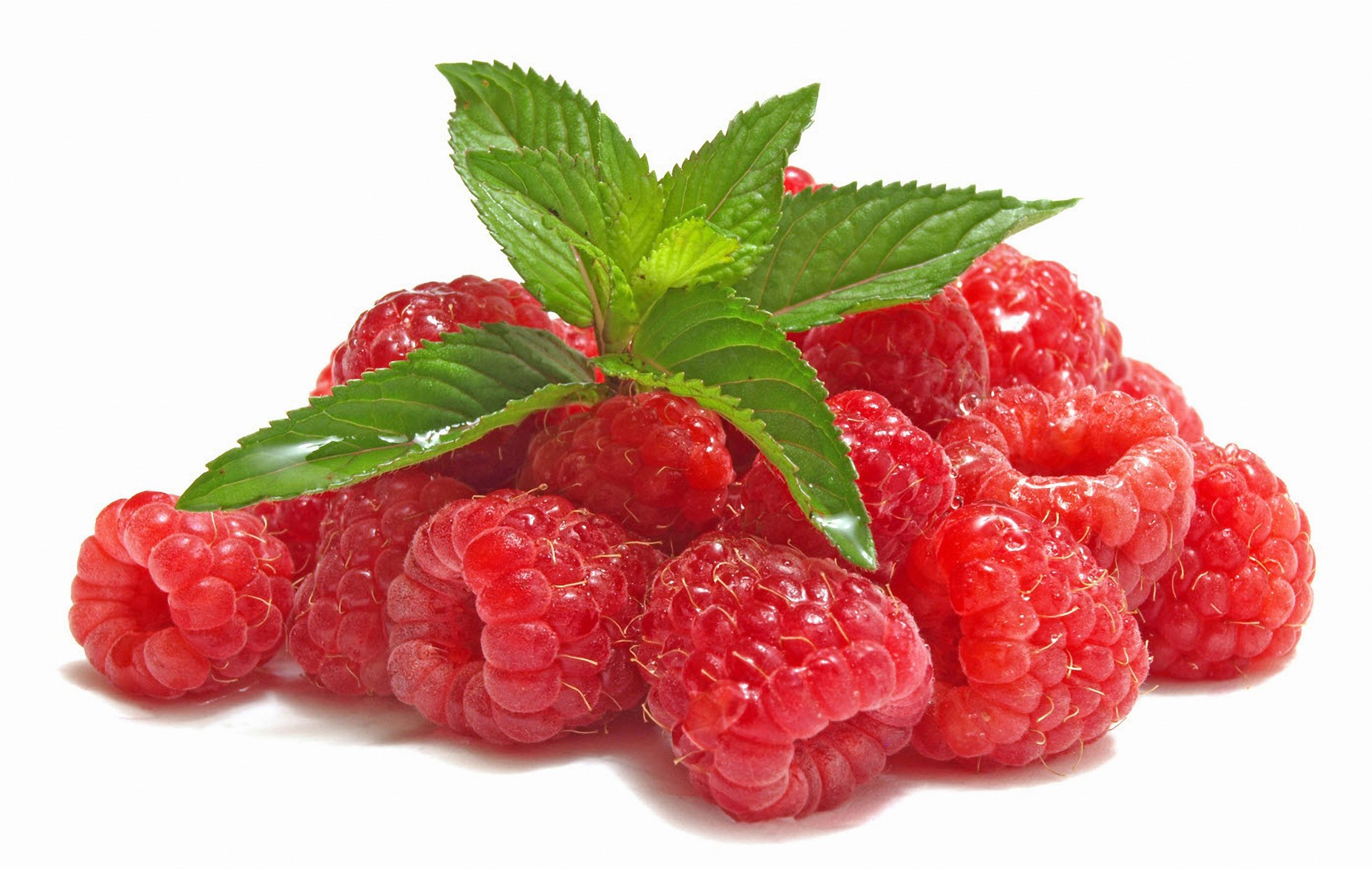 baies framboises menthe feuilles