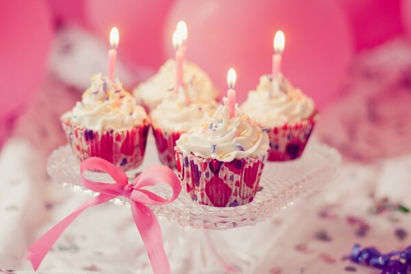 Wonderful festive cupcakes with candles