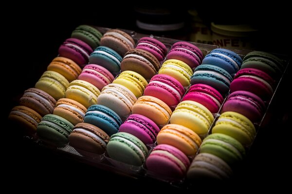 A set of colorful sweet macaroons