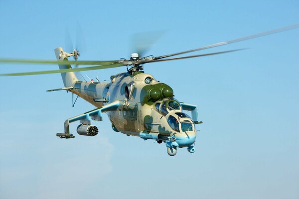 Ukrainian Mi-24 helicopter on combat duty