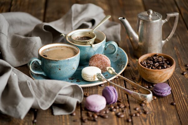 Bodegón con Cafetera y pinzas y pasteles