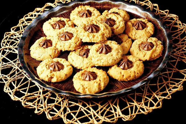 Shortbread cookies. cookies with chocolate. a plate of sweets