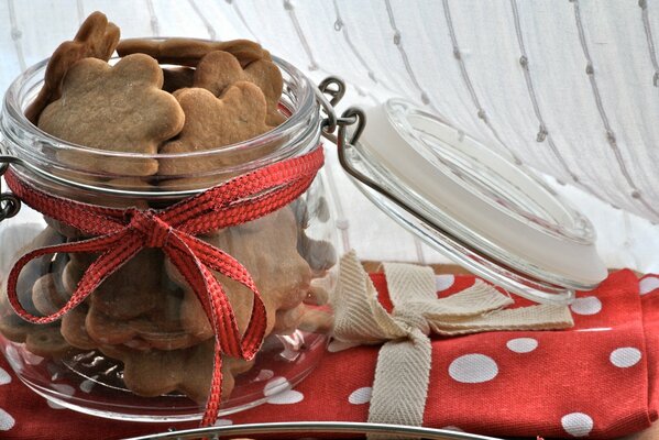 Sweet cookies in a glass jar