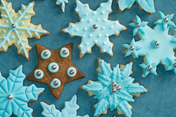 Lebkuchen mit blauer Glasur