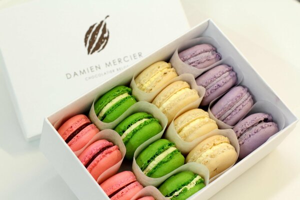 A box with colored macaroons