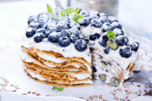 Blueberry tender sweet cake