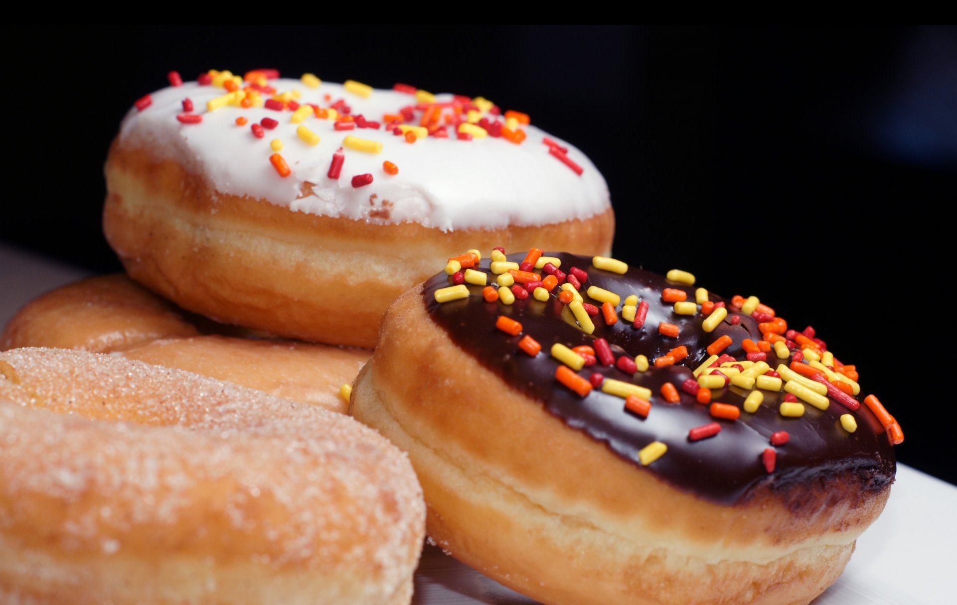 macro donas comida chocolate polvo