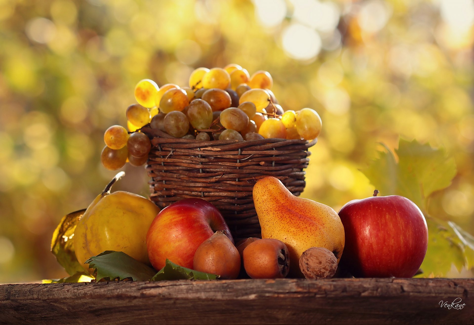 food fruits autumn gifts nature shopping table light bokeh