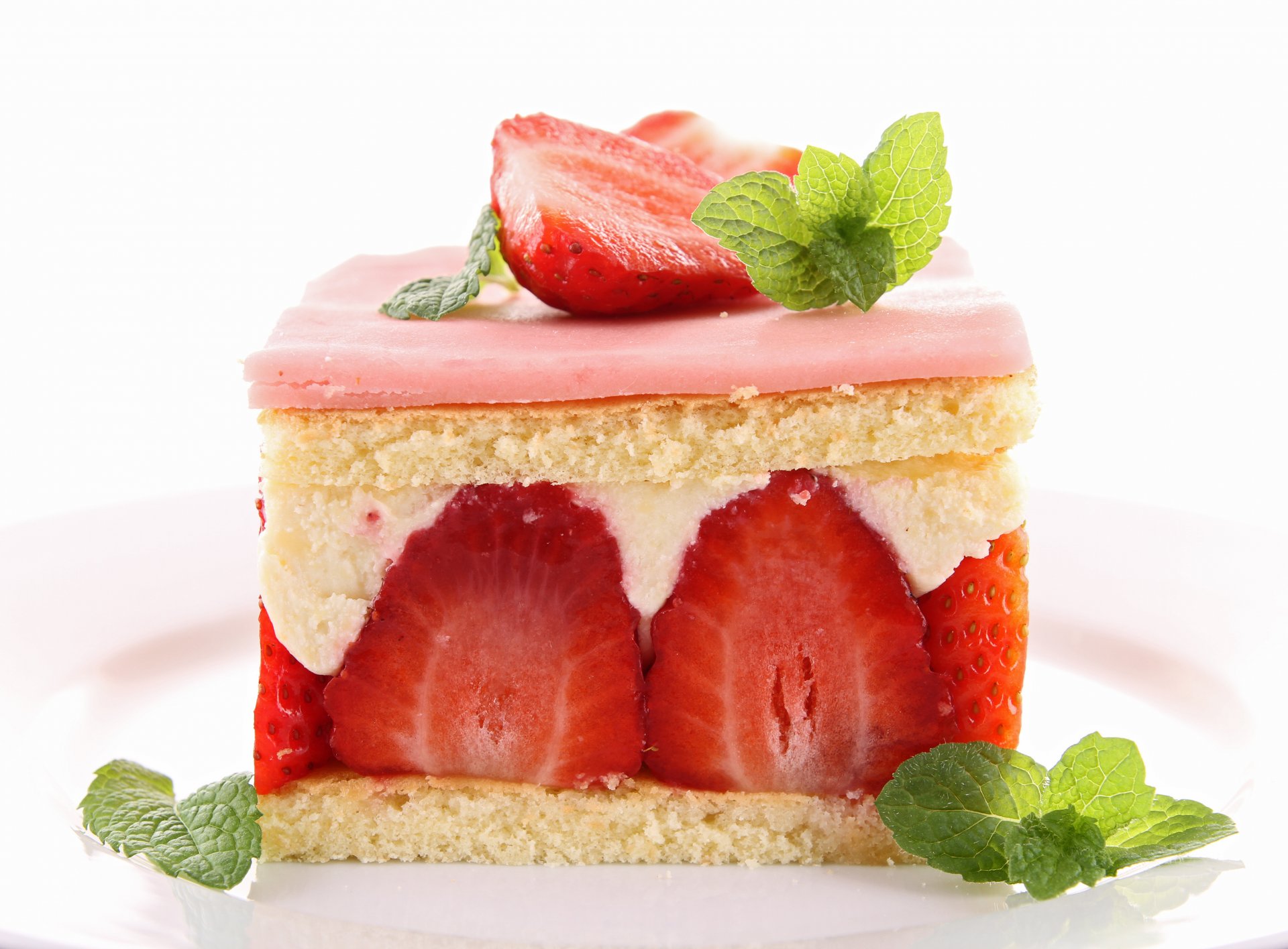 gâteau fraise menthe doux dessert