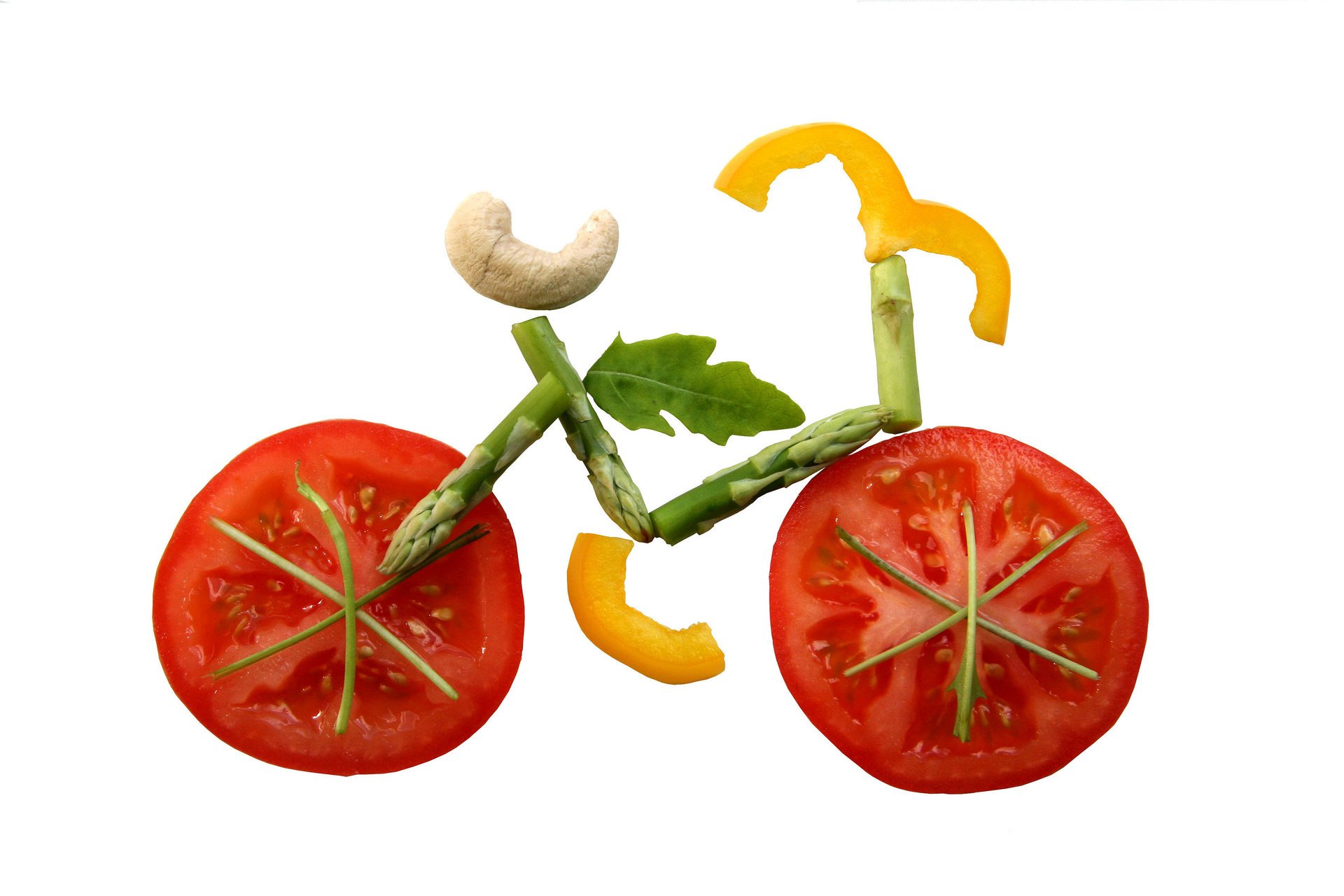 minimalisme légumes vélo tomates applique