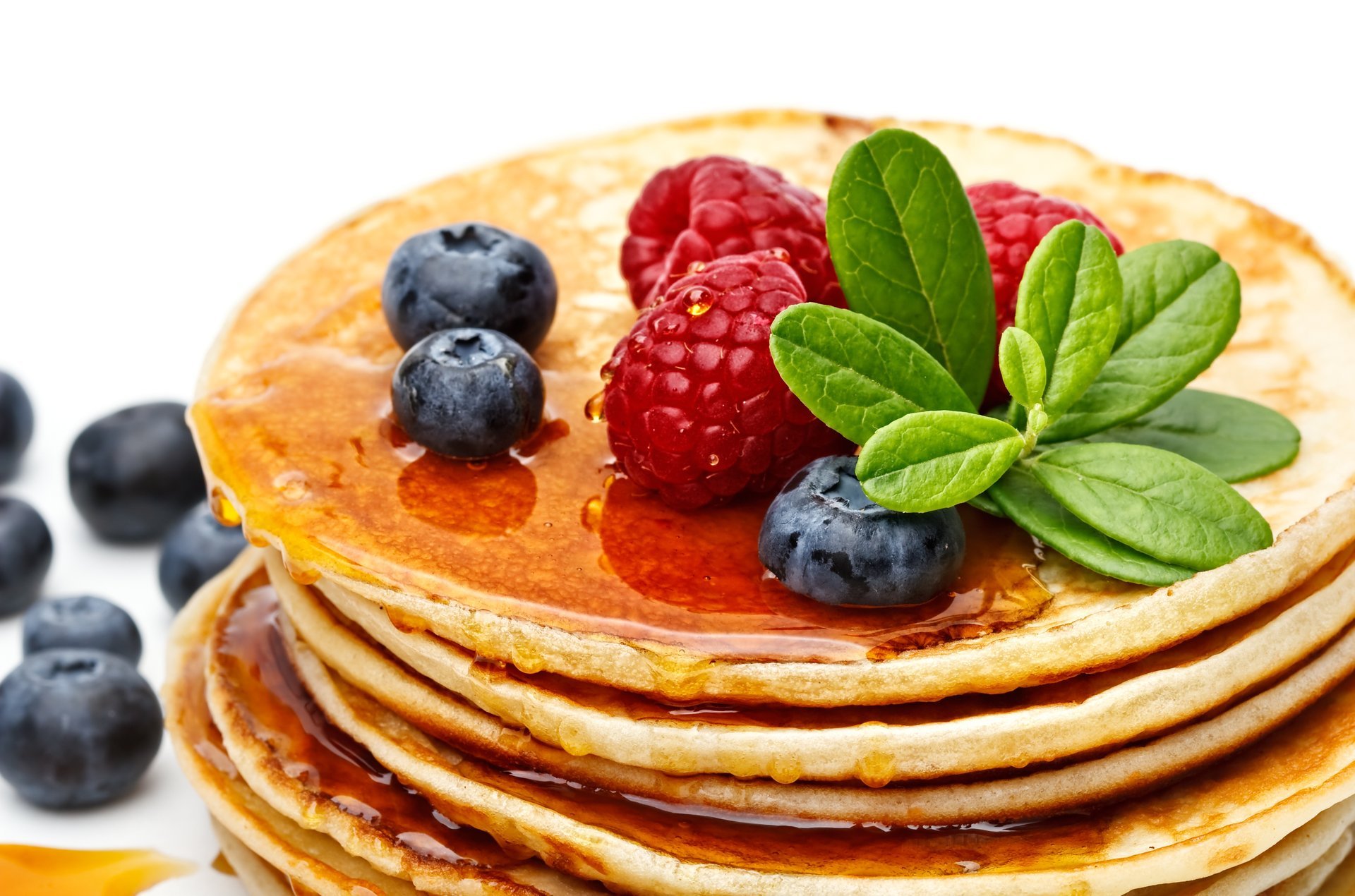 pancakes pancakes pancakes honey berries raspberries blueberrie