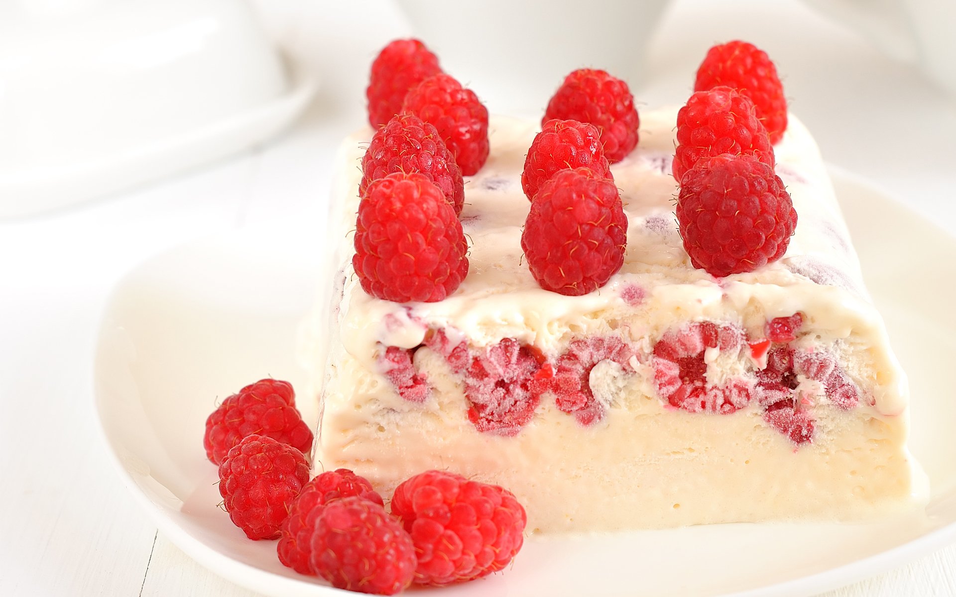 ice cream raspberry white berry sweet dessert