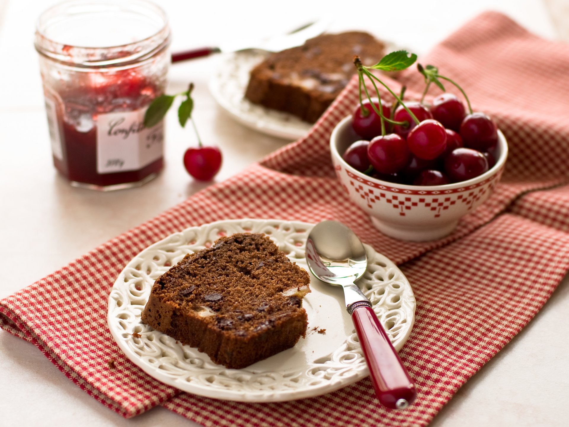 cupcake pastry pie plate spoon jam cherries cherries berrie