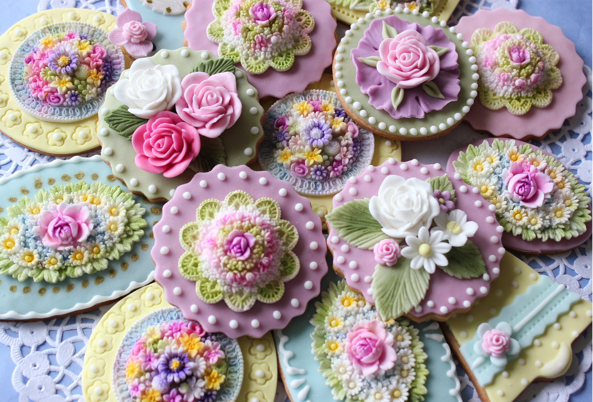 dulce pasteles galletas glaseado decoración flores cuentas