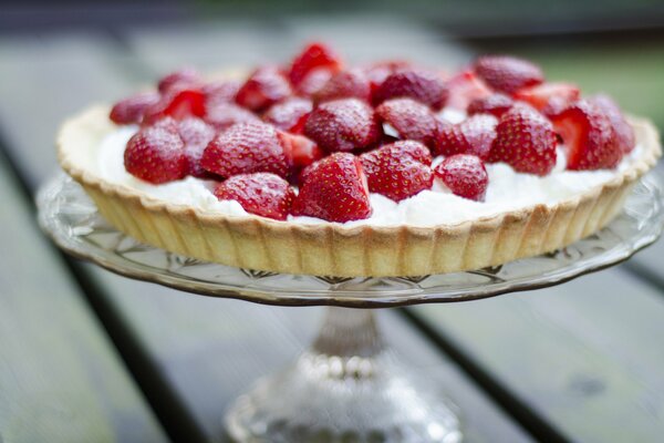 Homemade sweet strawberry pie