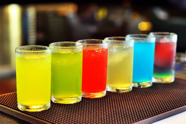 Several cocktails of different colors