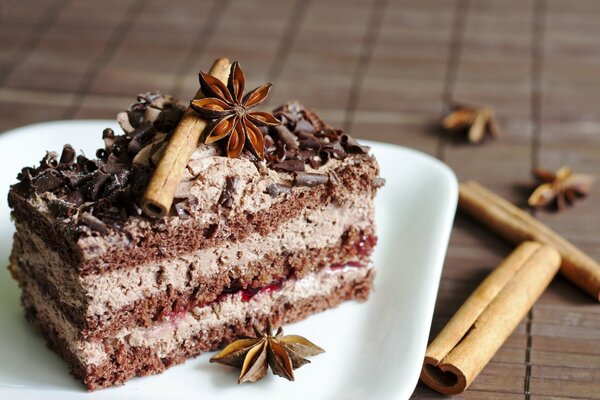 Postre de chocolate con anís y pollo