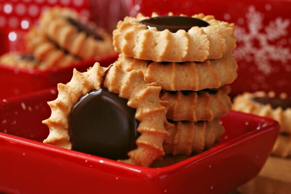 Sweet cookies with chocolate filling