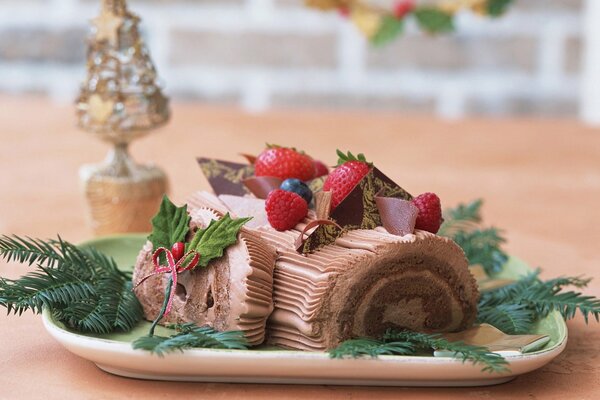 Pastel de chocolate para Navidad