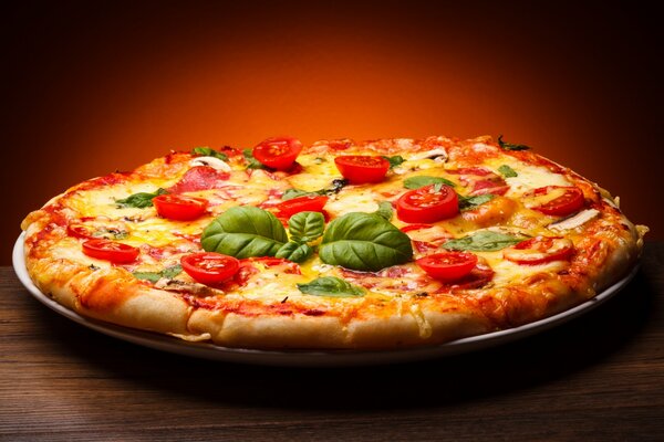 Pizza on a dark background