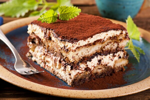 Sweet dessert with cream and chocolate
