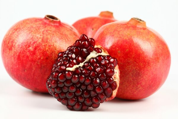 Juicy pomegranates are on the table